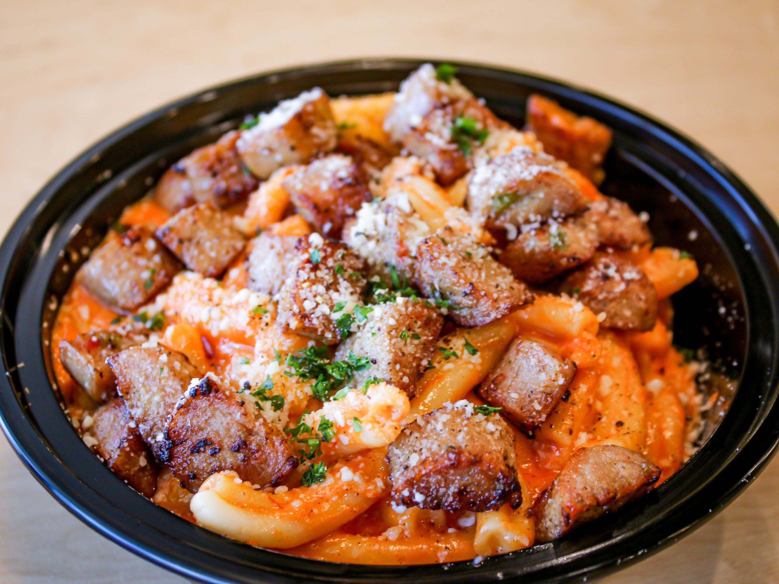 Chefs Pasta with Vodka sauce and Italian sausage Pasta di Guy